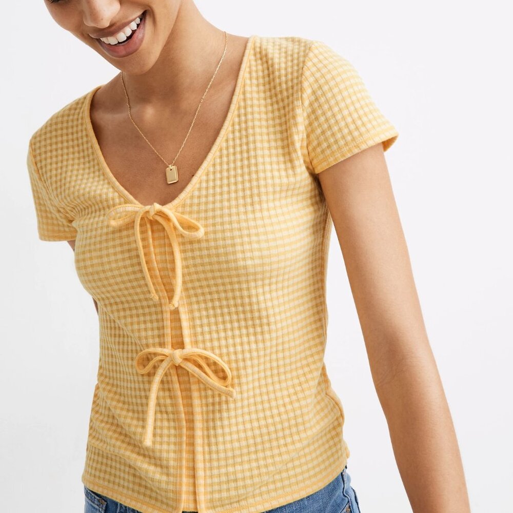 Gingham Bow-Front Tee